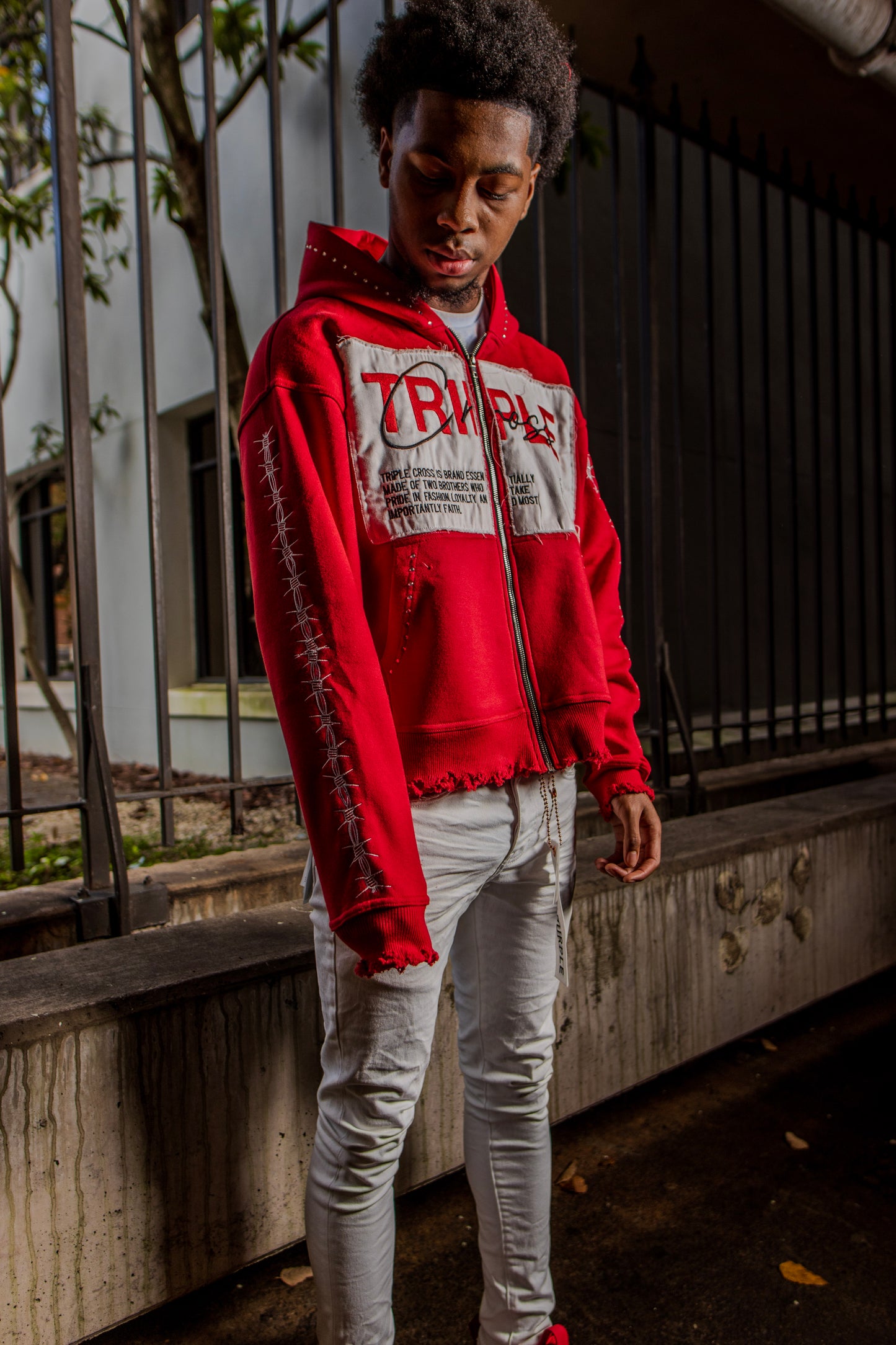 TRIPLE CROSS BOB WIRE EMBROIDERY JACKETS